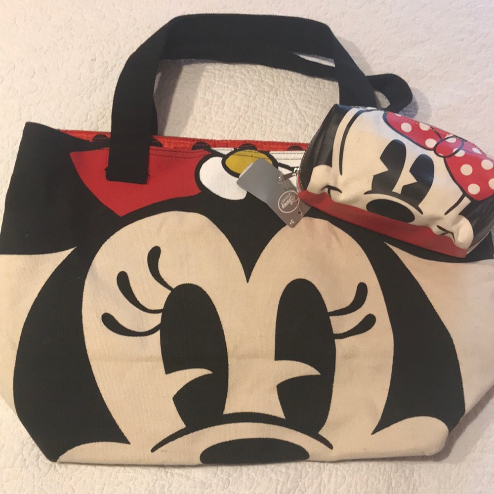 Mickey & Minnie Mouse reversible canvas tote set